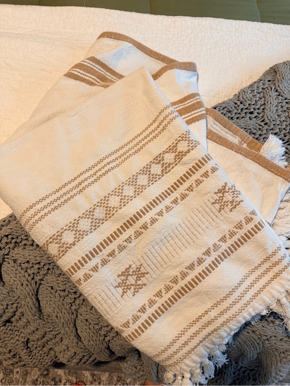 Threshold Cream and Tan Woven Pattern Throw Blanket